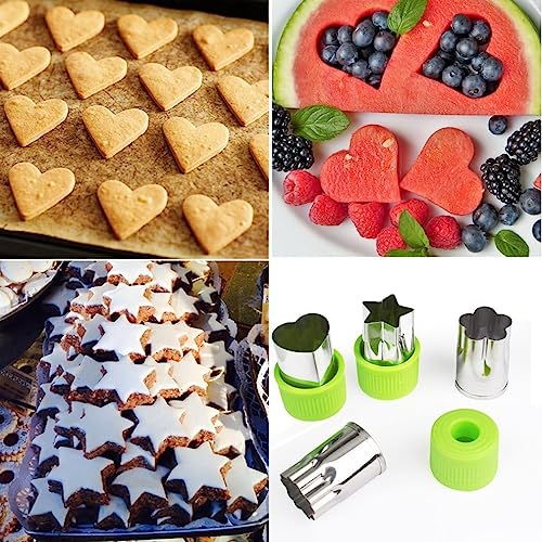 Amison Fruit Vegetable Cutter Shapes Set, Mini Pie, Fruit and Cookie Stamps Mold, Cookie Cutter Decorative Food, for Kids Baking and Food Supplement Tools Accessories Crafts for Christmas, Green (12 pcs) - Image 5