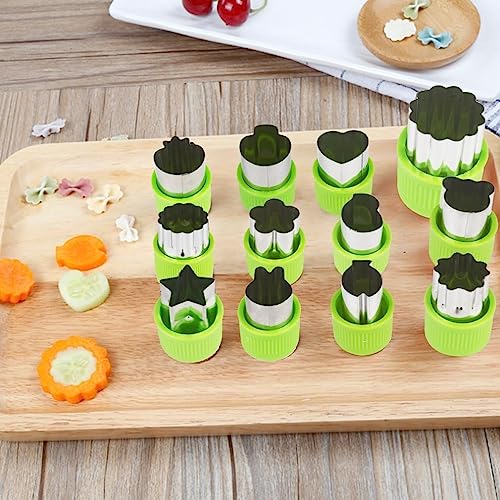 Amison Fruit Vegetable Cutter Shapes Set, Mini Pie, Fruit and Cookie Stamps Mold, Cookie Cutter Decorative Food, for Kids Baking and Food Supplement Tools Accessories Crafts for Christmas, Green (12 pcs) - Image 3