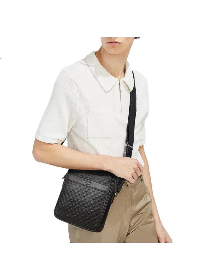 Crocodile Leather Checkered Business Casual Shoulder Bag For Men, Vertical Crossbody Bag Xt2045, Gift For Boyfriend - Image 1