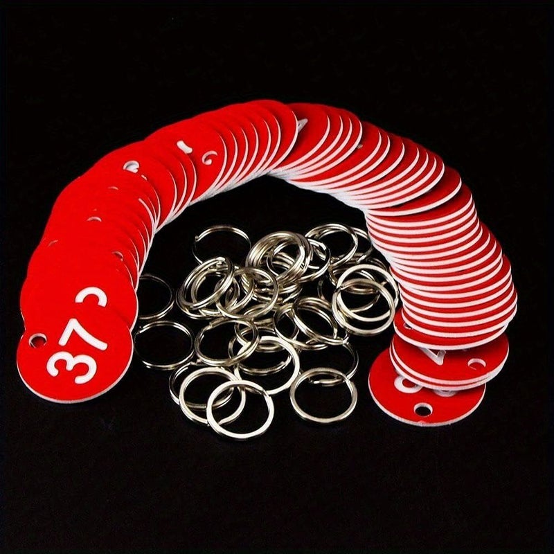 30PCS Number Tags 1-30 Round Plastic Labels with Metal Rings Red - Image 4