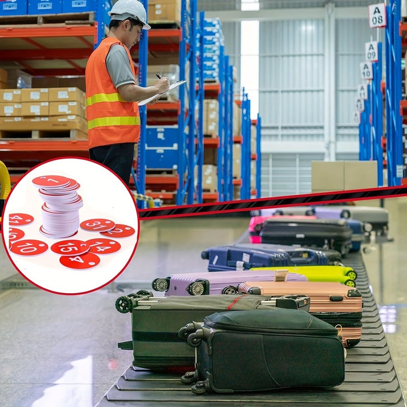30PCS Number Tags 1-30 Round Plastic Labels with Metal Rings Red - Image 2
