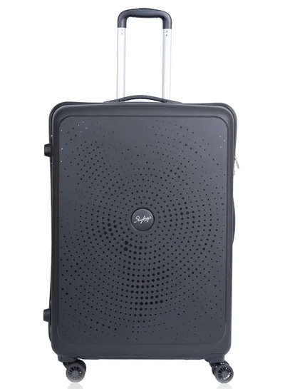 Skybags ZAP Checked Luggage Trolley| Hardcase Polypropylene Material| 3-Digit Combination Lock | 360° Degree Wheel Rotation| Large-28 Inch- Black