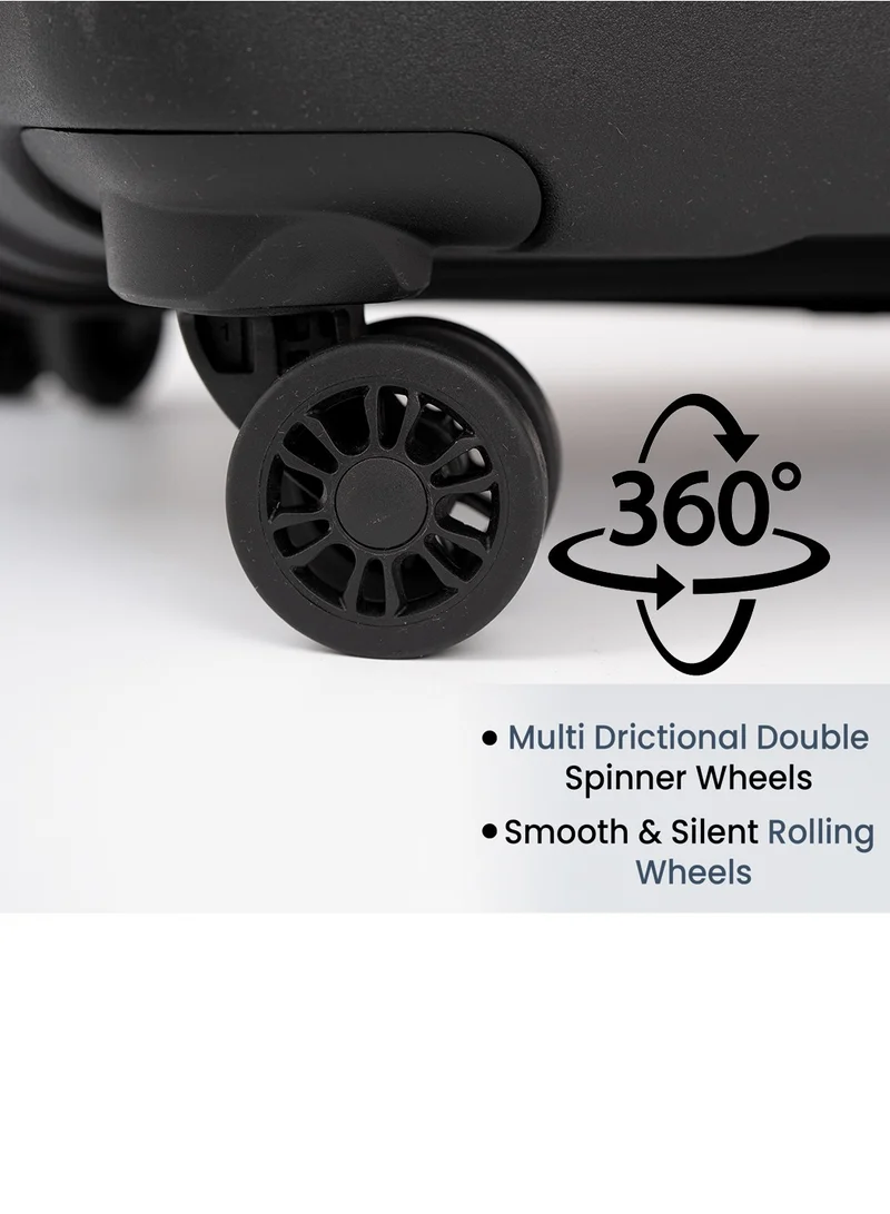 Skybags ZAP Checked Luggage Trolley| Hardcase Polypropylene Material| 3-Digit Combination Lock | 360° Degree Wheel Rotation| Large-28 Inch- Black