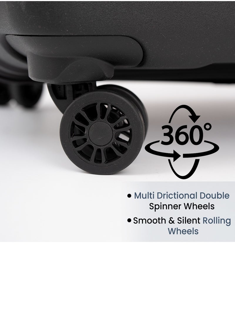 Skybags - ZAP Checked Luggage Trolley| Hardcase Polypropylene Material| 3-Digit Combination Lock | 360° Degree Wheel Rotation| Large-28 Inch- Black - Image 1