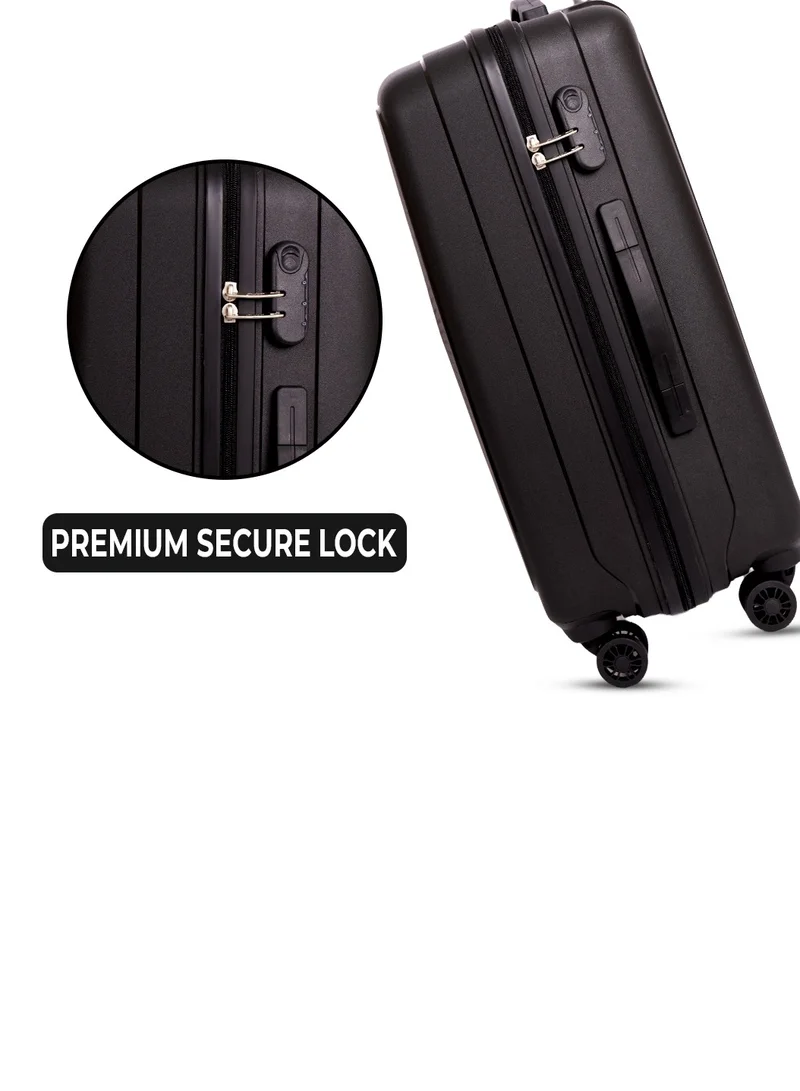 Skybags ZAP Checked Luggage Trolley| Hardcase Polypropylene Material| 3-Digit Combination Lock | 360° Degree Wheel Rotation| Large-28 Inch- Black