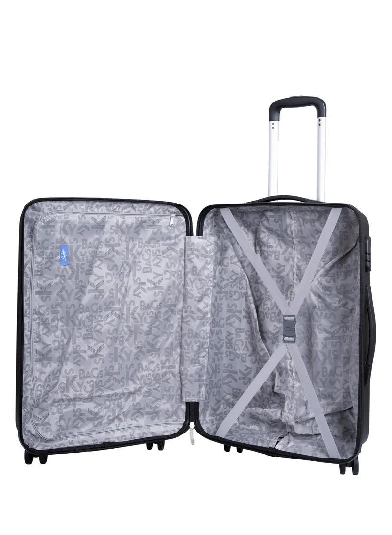 Skybags ZAP Checked Luggage Trolley| Hardcase Polypropylene Material| 3-Digit Combination Lock | 360° Degree Wheel Rotation| Large-28 Inch- Black