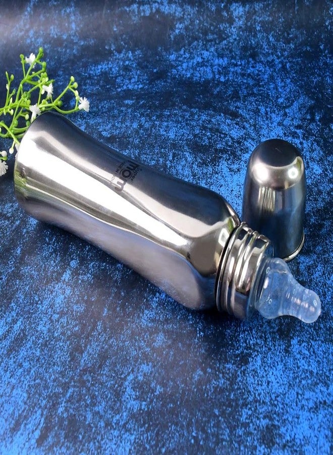 SUPERMOM Stainless Steel Feeding Bottle 250ml - Safe & Durable Baby Milk Feeding Bottle with Leak-Proof Design, BPA-Free, Easy to Clean, Lightweight & Portable for Infants & Toddlers (Pack of 1) - Image 4