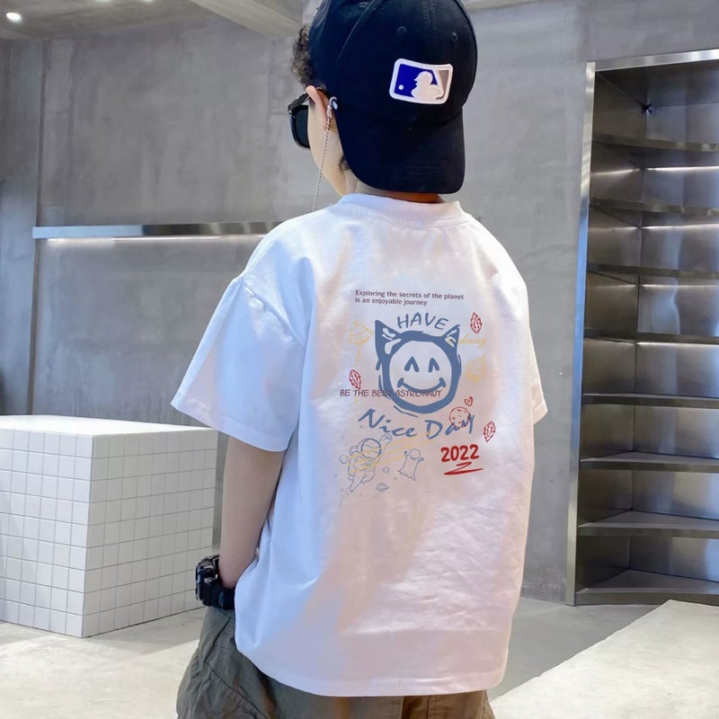 100% Cotton Children's Wear Boys Short-sleeved T-shirt Summer New Korean Style Loose Half-sleeved Trendy Top - Image 3