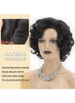 SEVENCOLORS Short Curly Wigs For Black Women Glueless Soft Short Black Hair Wigs Natural Looking Synthetic Fiber Afro Big Curly Bob Wigs  - Image 5