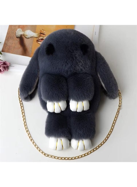 Women's plush cartoon bunny shoulder bag with faux fur, bunny design crossbody bag