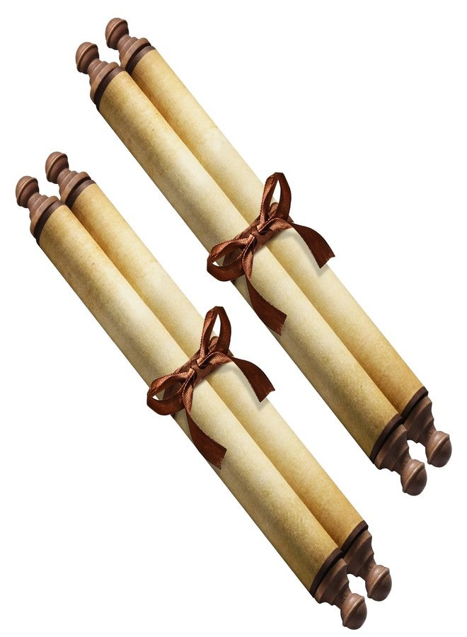 Makevivi 2 PCS Blank Scrolls Paper with Wood Rods 9.5 x 31.5 inches for Naughty or Nice List, Writing, Wedding Vows, Invitation, Love Letter, Cosplay Prop, Renaissance (Style 2) - Image 1