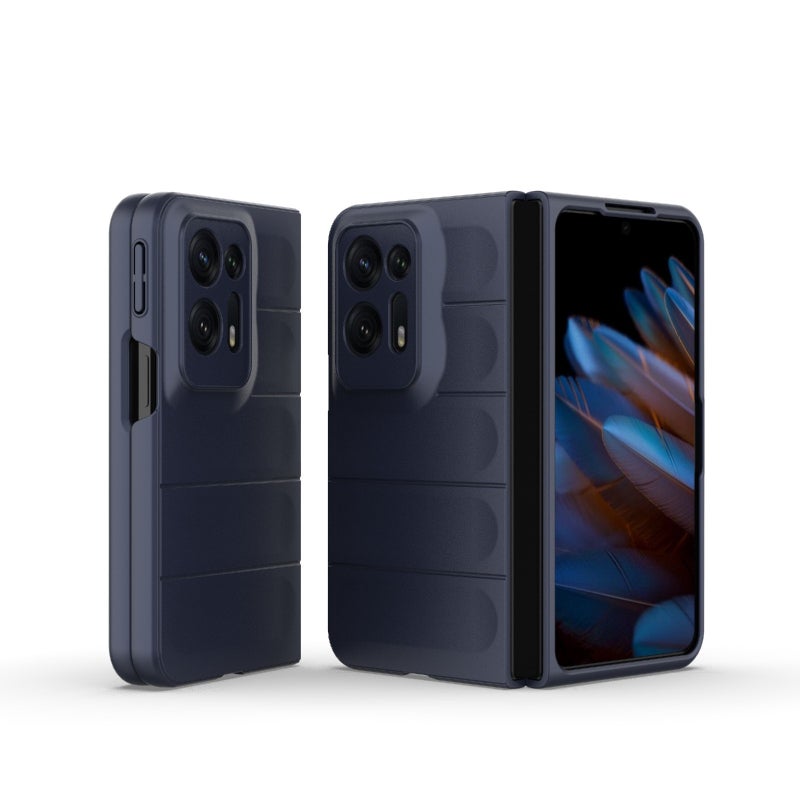 HuHa Case Cover For OPPO Find N2 Magic Shield Fold PC Shockproof Phone Case(Dark Blue) - Image 3