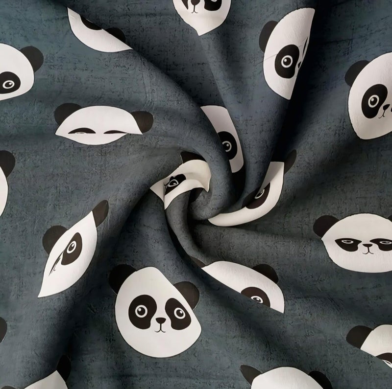Single Bed Cotton Bedsheet with Panda Print Grey and White with Matching Pillowcase  - Image 2