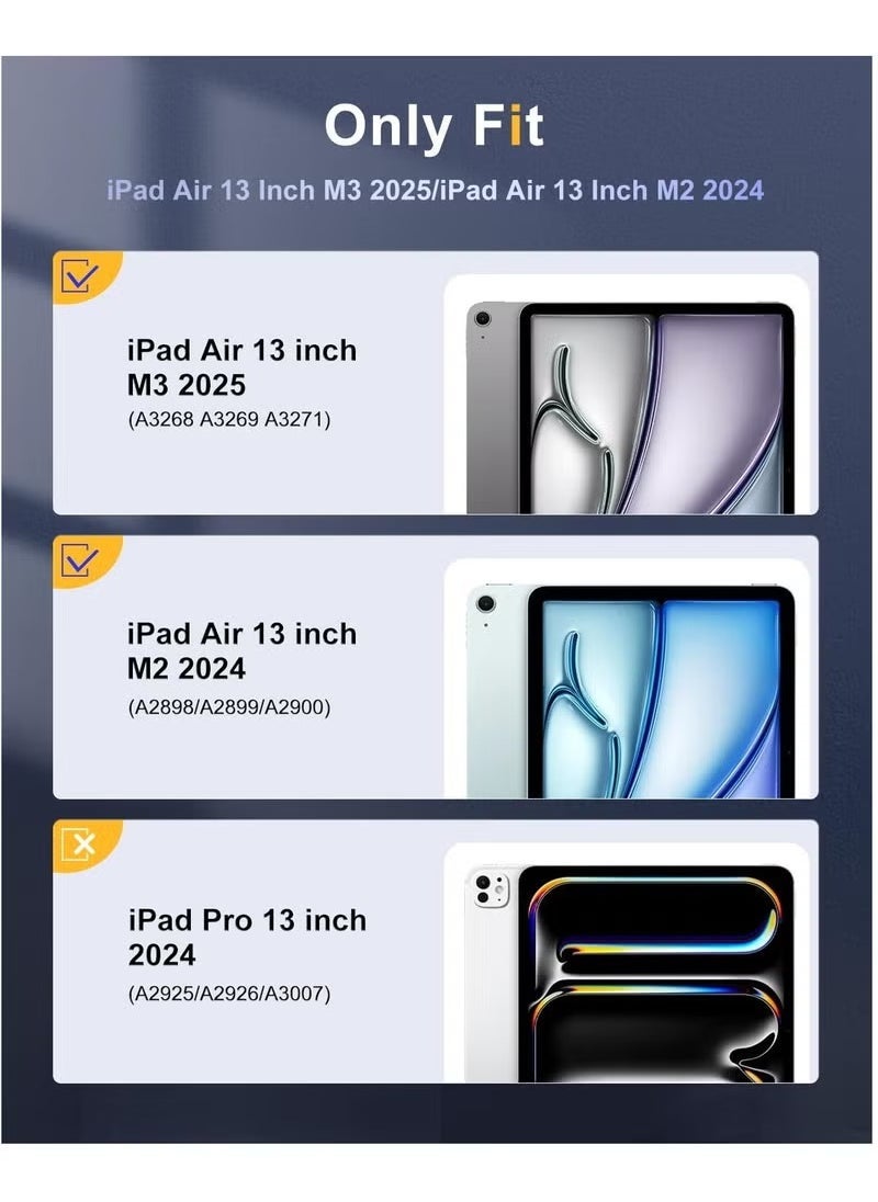 iPad Air 13 Inch Case for 2025/2024 M3 & M2 Models – Slim Protective Cover with Built-In Pencil Holder | Auto Wake/Sleep Magnetic Front | Clear Transparent Back Shell for Apple iPad Air 13" | Lightweight Stand Case in Grey | Shock-Absorbing and Scratch-Resistant