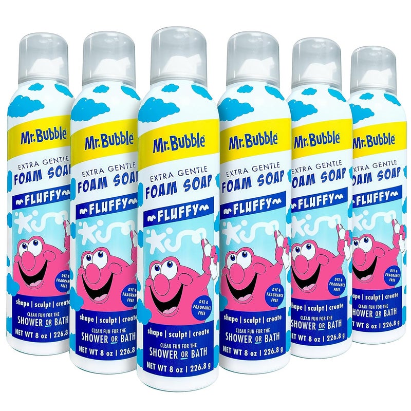 Mr. Bubble Extra Gentle Foam Soap - Fragrance Free Kids Hand and Body Wash 8OZ, Pack of 6 - Image 1