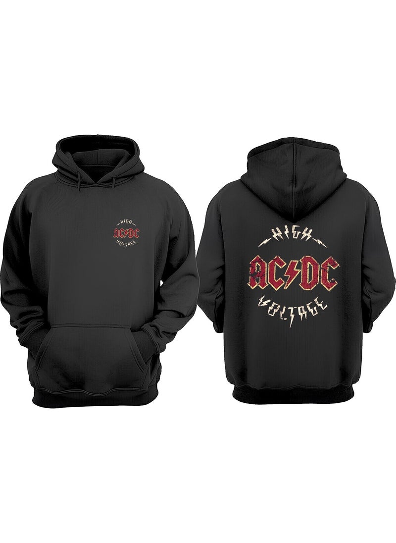 The Wert - Unisex Ac Dc Voltage Design Front Back Printed Regular Fit Black Sweatshirt - Image 1