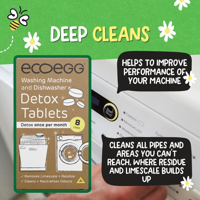 Ecoegg Detox Tablets for Washing Machine and Dishwasher, 8 Tablets, Removes Scale and Odours - Image 3