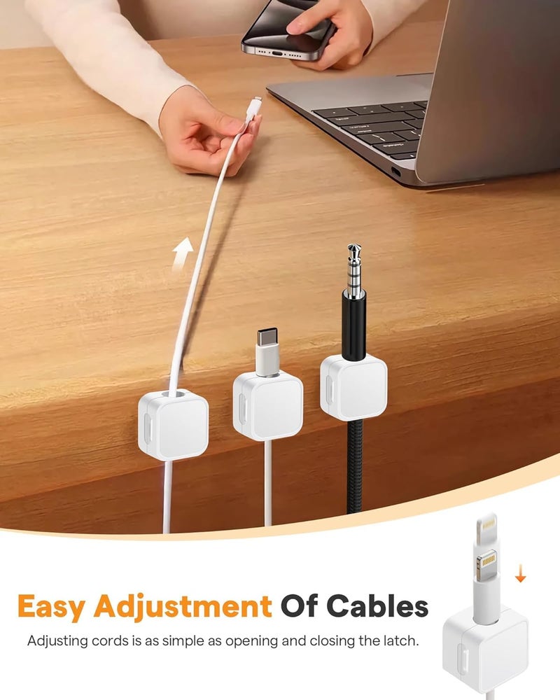 SPELLWISH Magnetic Cable Organizer Clips, Cord Holder for Cables, Desk Cable Management, Adhesive Wire Keeper for Desk in Bedroom, Living Room, Kichen, Office and Car (9pcs-White) - Image 3