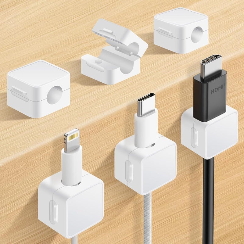 SPELLWISH Magnetic Cable Organizer Clips, Cord Holder for Cables, Desk Cable Management, Adhesive Wire Keeper for Desk in Bedroom, Living Room, Kichen, Office and Car (9pcs-White) - Image 1