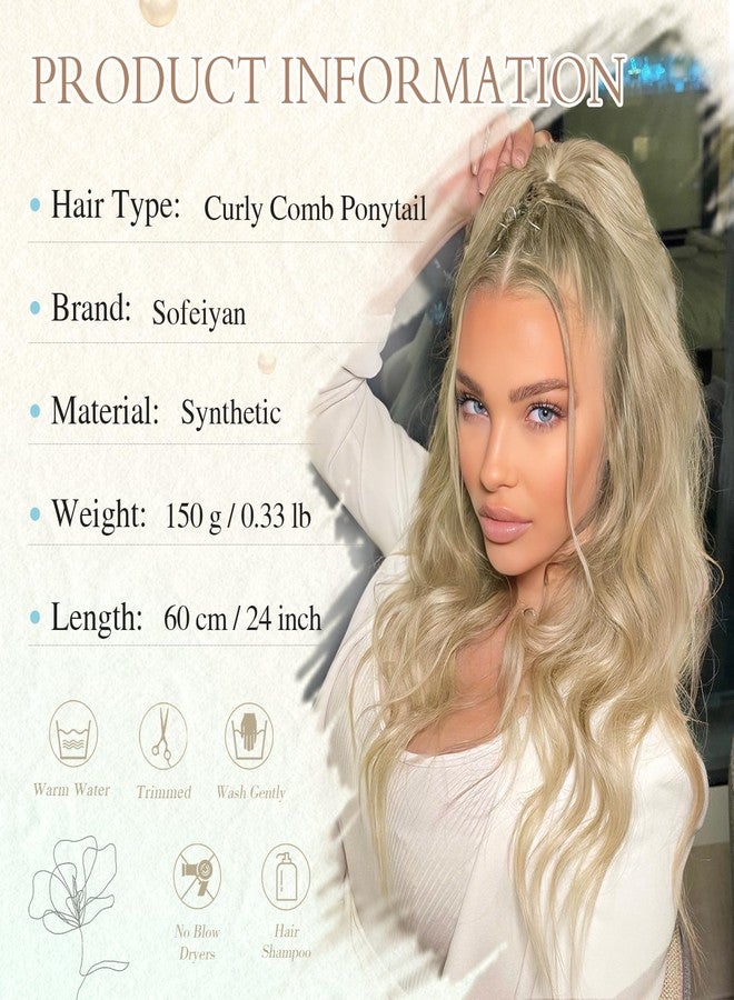 SOFEIYAN Drawstring Ponytail Extension 24 Inch Wavy Curly Clip on Hairpiece Comb Clip in Ponytail Extensions Layered Fluffy Thick Pony Tails Hair Extension Synthetic Hairpieces for Women-Red - Image 3