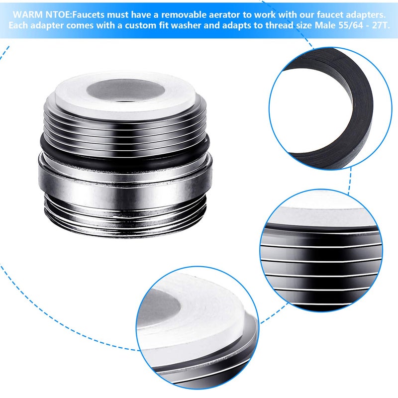 Hotop 7 Pieces Faucet Adapter Kit, Brass Aerator Male/Female Faucet Adapter to Connect Garden Hose, Standard Hose via Diverter - Image 3