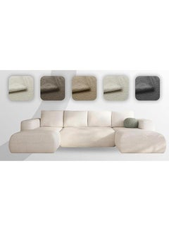 Poppins Home Lambi Wool-Blend U-Shaped Sofa set  Stylish Modern Couch (Grey)  - Image 3