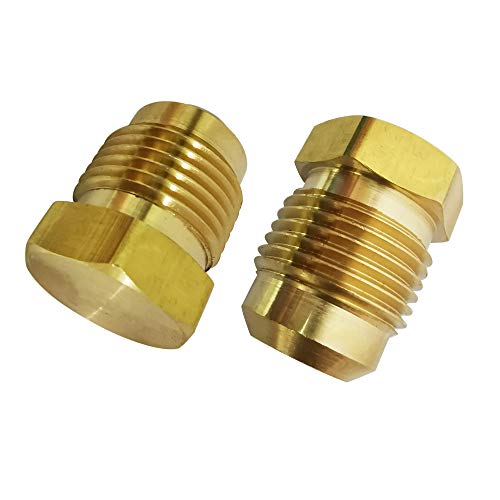 Legines Brass Flared Plug 3/8" Tube OD, SAE 45 Degree Flare Tube Fitting（Pack of 2） - Image 1