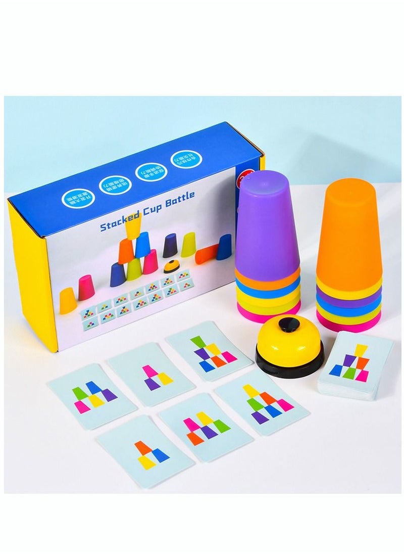 Stacking Cups Game with 54 Challenges 20 Stacking Cups Bell and Instruction Sheet Educational Color and Shape Matching Game Classic Quick Stacks Set for Kids, Teens, Adults