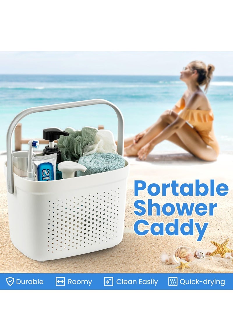 SYOSI - Versatile Shower Caddy Tote, Large Capacity, Durable Plastic Basket with Handle, Ideal for Dorm, College, Bathroom, Camping, Grey - Image 1