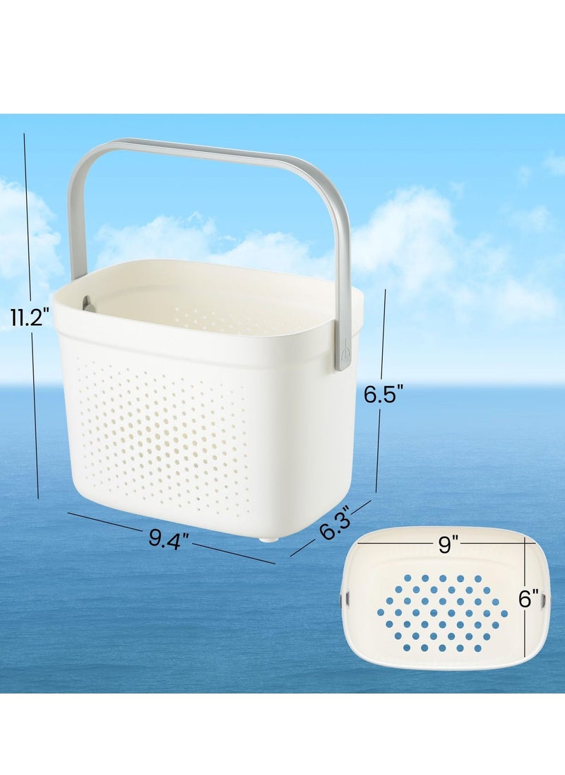 SYOSI - Versatile Shower Caddy Tote, Large Capacity, Durable Plastic Basket with Handle, Ideal for Dorm, College, Bathroom, Camping, Grey - Image 1