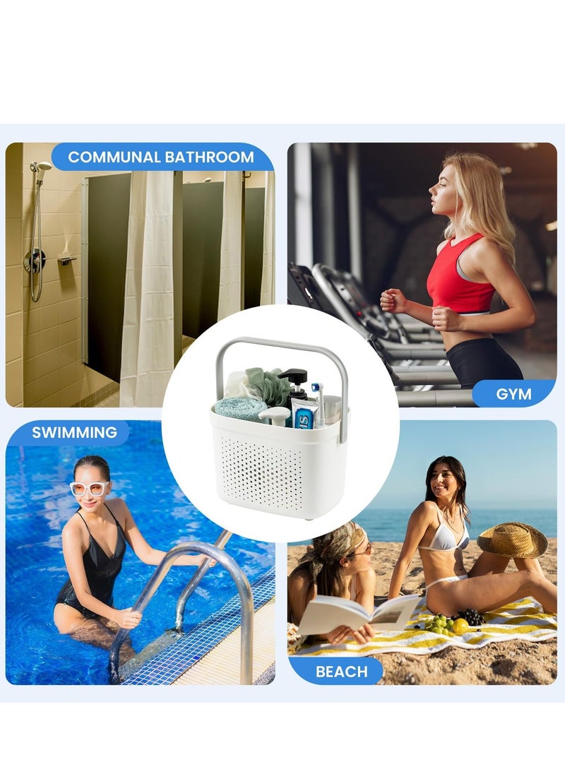 SYOSI - Versatile Shower Caddy Tote, Large Capacity, Durable Plastic Basket with Handle, Ideal for Dorm, College, Bathroom, Camping, Grey - Image 1