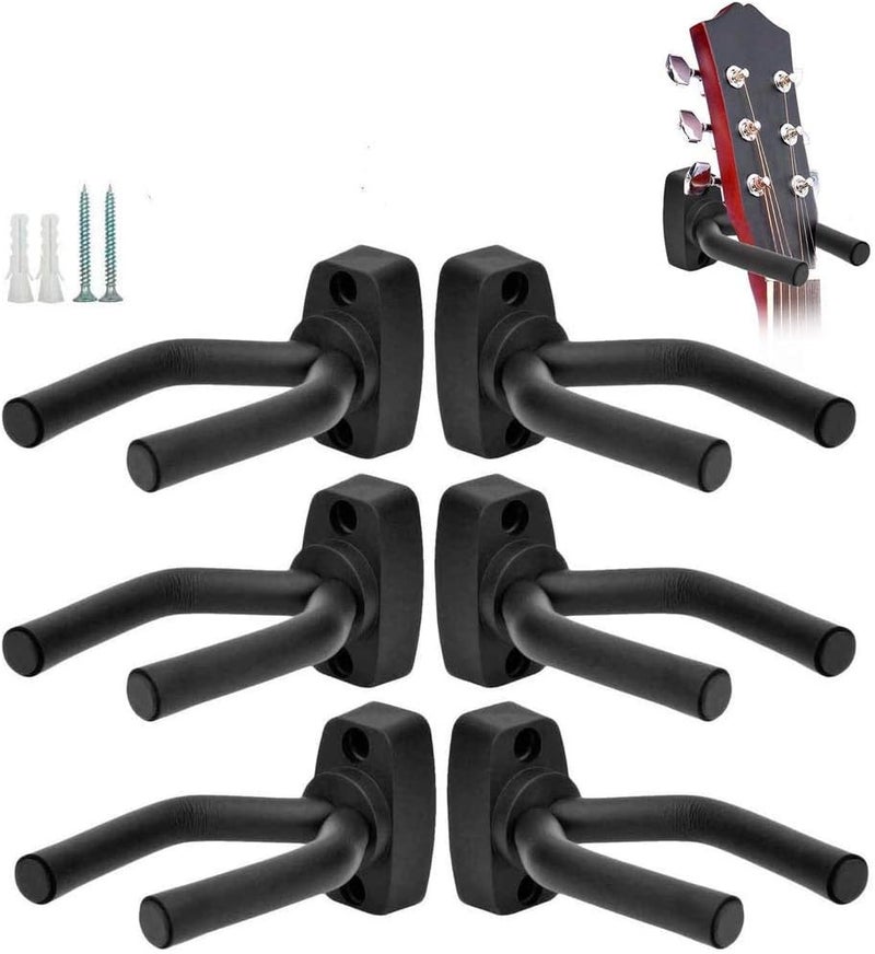 VEIDIA 6 Pcs Guitar Hangers Keep Hook Holder Wall Mount for All Size Guitars, Bass, Mandolin, Banjo - Image 1