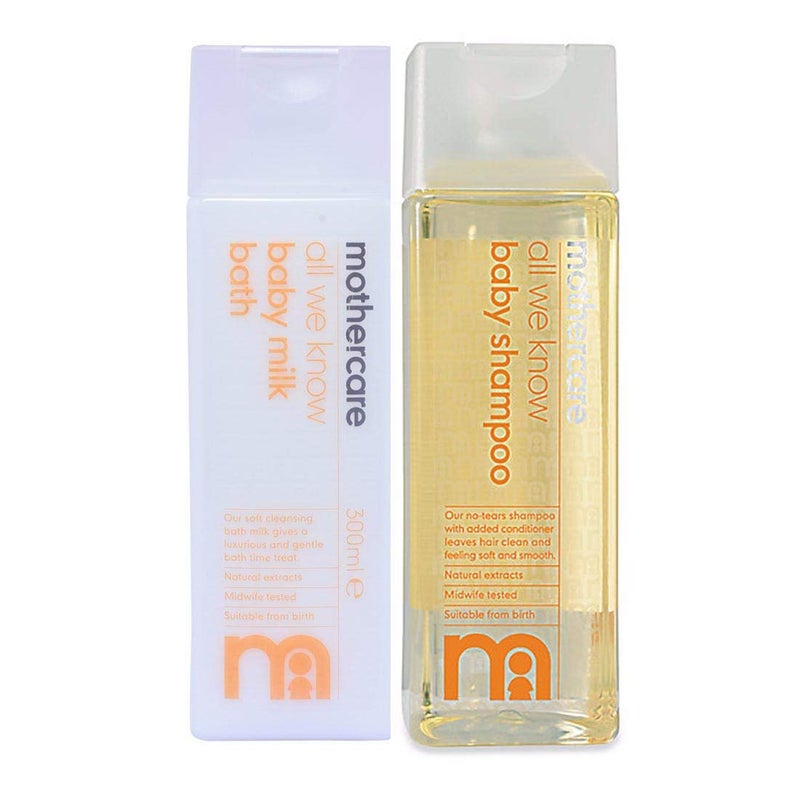 Mothercare All We Know Baby Milk Bath-300 ml+ Shampoo-300 ml - Image 2