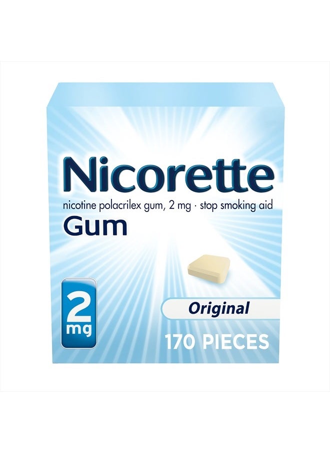nicorette 2mg Nicotine Gum to Quit Smoking , Unflavored, Original, 170 Count  - Image 1