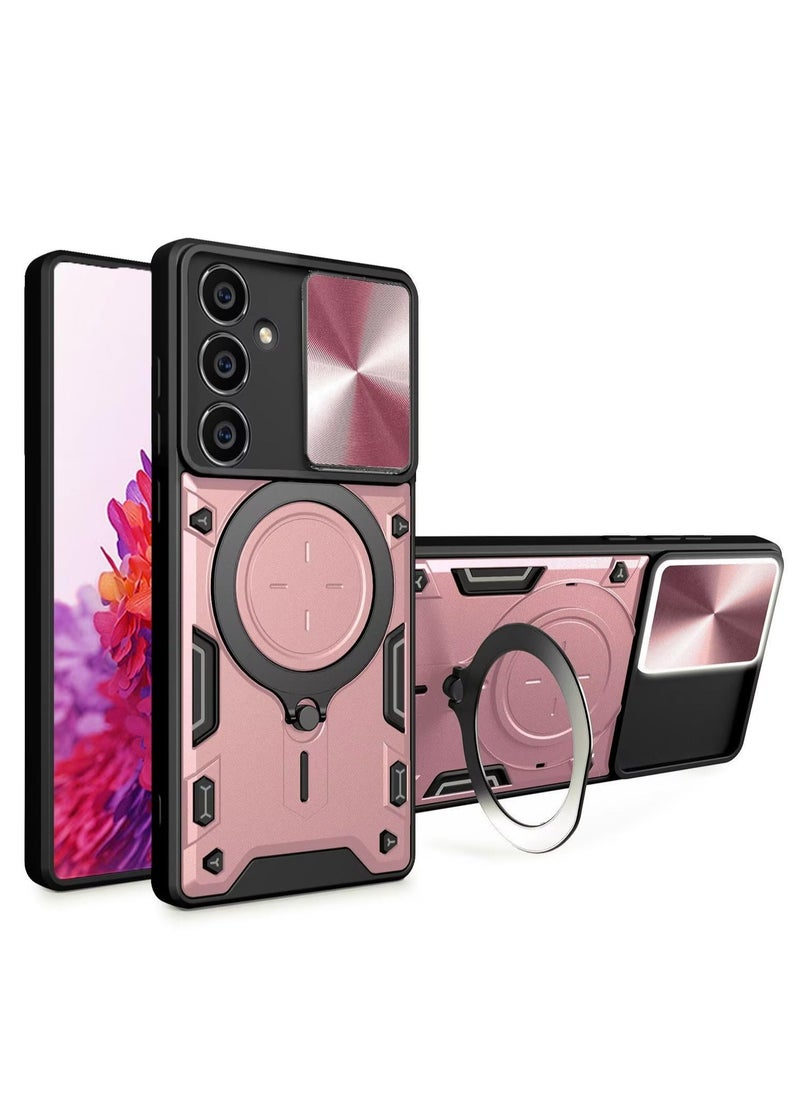 Generic - Samsung Galaxy S24 Mobile Phone Case Cover, Slide Camera Lens Cover, 360°Rotating Kickstand Ring, Bumper Shockproof Phone Case，Compatible with Car Magnetic Mount - Image 1