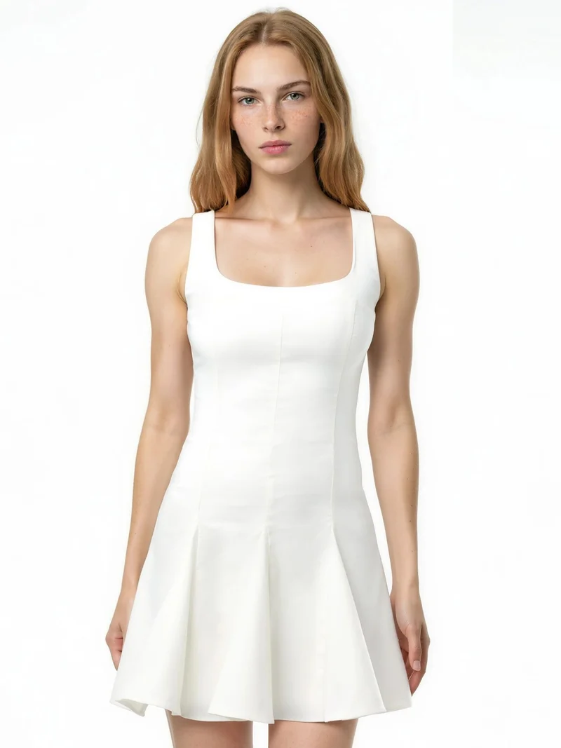 هيكاب Square Neck Stretch Bengalin Mini Dress