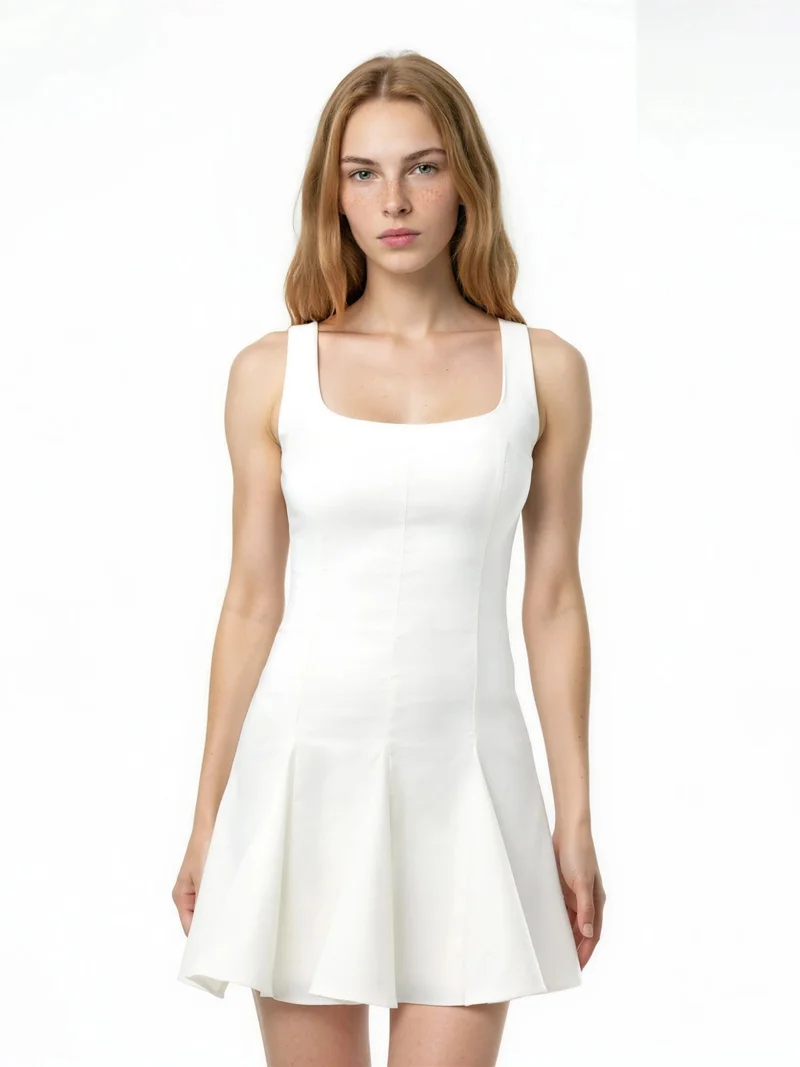 هيكاب Square Neck Stretch Bengalin Mini Dress
