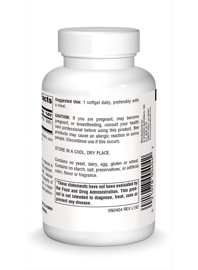 Source Naturals Beta Carotene 25000 iu Antioxidant Protection - Converted By Body To Vitamin A - 250 Softgels - Image 2