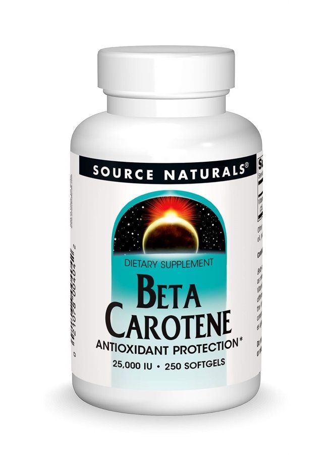 Source Naturals Beta Carotene 25000 iu Antioxidant Protection - Converted By Body To Vitamin A - 250 Softgels - Image 1