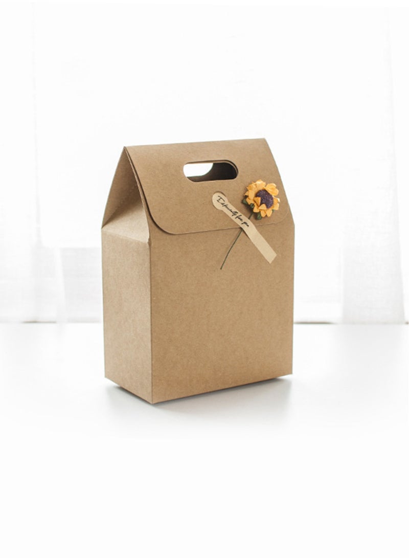 AVACraft Gift Boxes Set of 5 - Kraft Party Favor Boxes with Dried Flowers & Stickers - Reusable and Perfect For Presents of Any Birthday, Weddings, Mothers Day & Special Occasion,14x8x21cm  - Image 1
