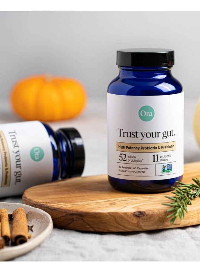 Ora Organic Probiotics with Prebiotics - 52 Billion CFU 11 Clinically Studied Strains for Digestive Health, Trust Your Gut, Gluten Free, 60 Capsules - Image 3