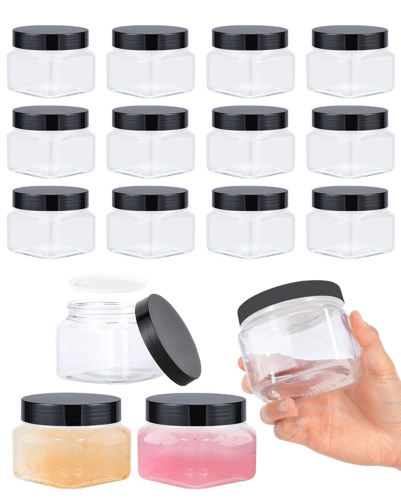Wuqoioo Clear Storage Jars, 16 Pcs 5 Oz Plastic Jars With Lids Plastic Containers With Lids For Lotion, Cream, Body Butter, Makeup, Ointments (Clear) - Image 1
