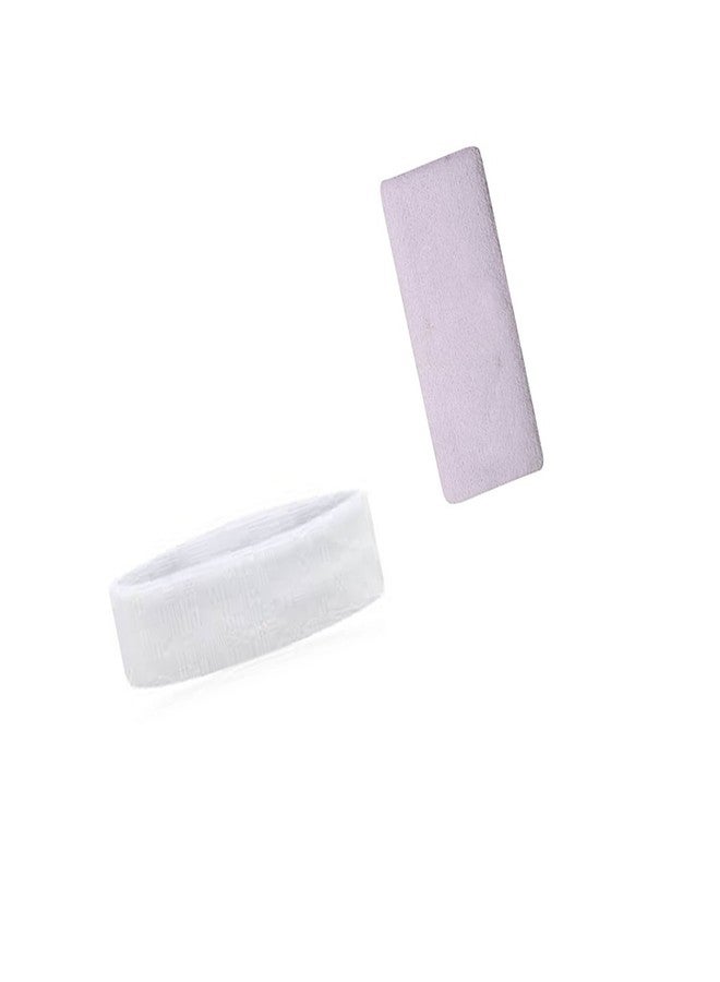ONE POINT COLLECTIONS White Sports Sweat Long Wrist Band and Head Band- (Pack of 2) - Image 4