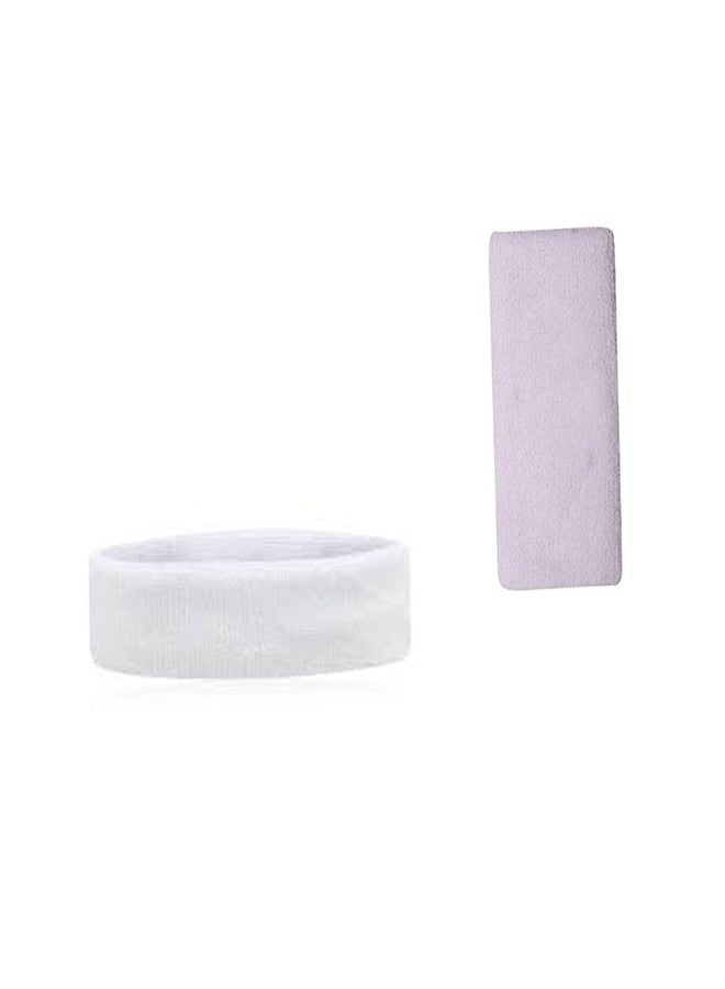 ONE POINT COLLECTIONS White Sports Sweat Long Wrist Band and Head Band- (Pack of 2) - Image 3