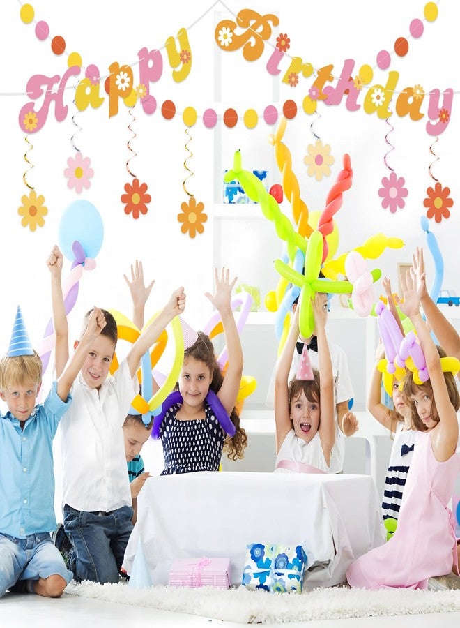 Maniaacer Daisy Groovy Party Decoration Boho Happy Birthday Banner Hanging Swirls and Honeycomb Ball Daisy Flower Paper Hanging Streamers for Boho Hippie Retro Birthday Party Supplies - Image 5