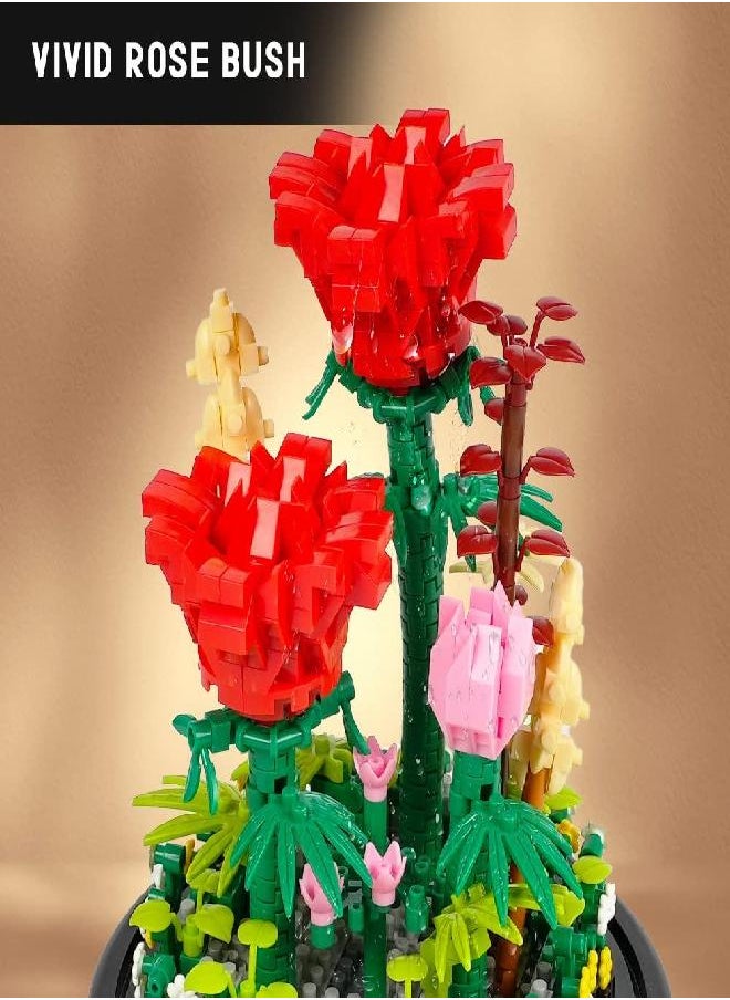 Hogokids - HOGOKIDS Flower Bouquet Building Kit - 596 PCS Bonsai Tree Sets with Cover Botanical Collection Building Blocks | Birthday Mini Bricks Valentines Day Gift for Adult Girlfriend Wife (Red Roses) - Image 1