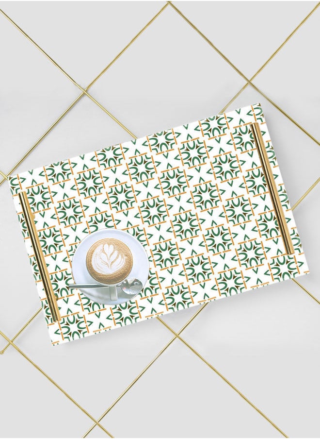 LOWHA Decorative Acrylic Serving Tray with Gold Color Metal Handles Geometric 20x30cm  - Image 5