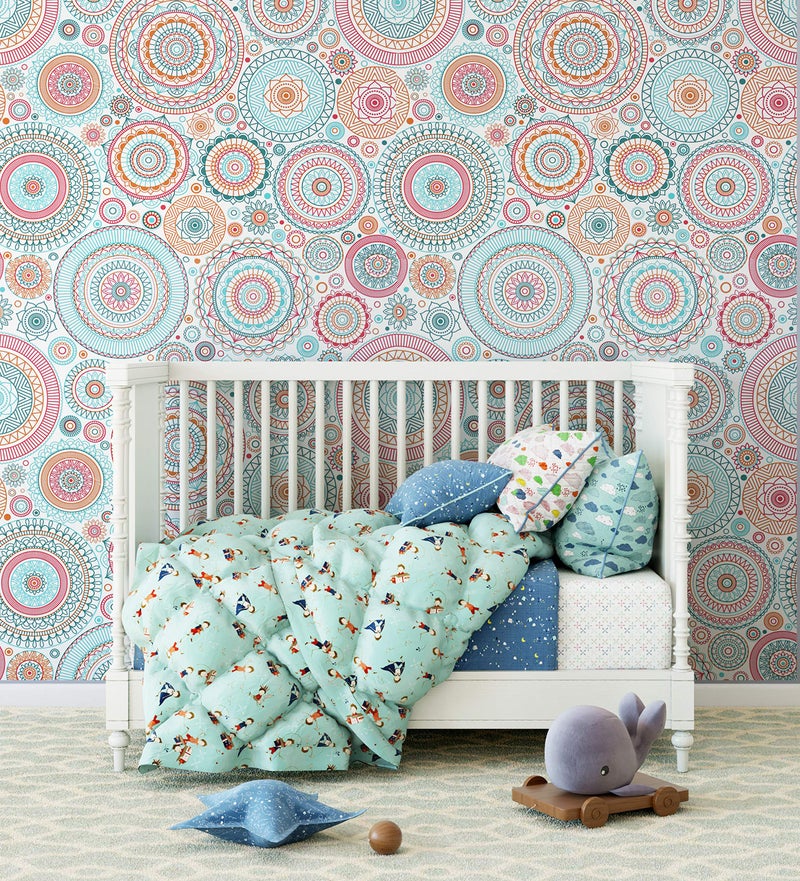 CiCiwind Peel and Stick Wallpaper Boho Contact Paper Kitchen Fun Colorful Wall Paper Self-Adhesive Removable Waterproof Easy to Clean Decoral Papel Tapiz para Pared 17.7''x78.7'' - Image 4