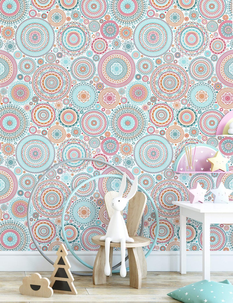 CiCiwind Peel and Stick Wallpaper Boho Contact Paper Kitchen Fun Colorful Wall Paper Self-Adhesive Removable Waterproof Easy to Clean Decoral Papel Tapiz para Pared 17.7''x78.7'' - Image 5