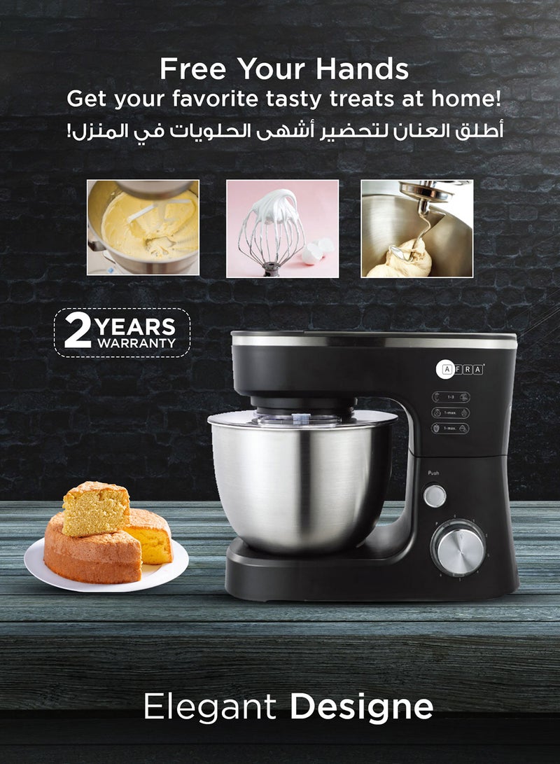 AFRA Stand Mixer Machine | 1200W |6 Level Speed, 5 Liter Stainless Steel Bowl with Splash Guard |Convenient Design with Wisk, Dough Hook & Beater | 2 Years Warranty - Image 5